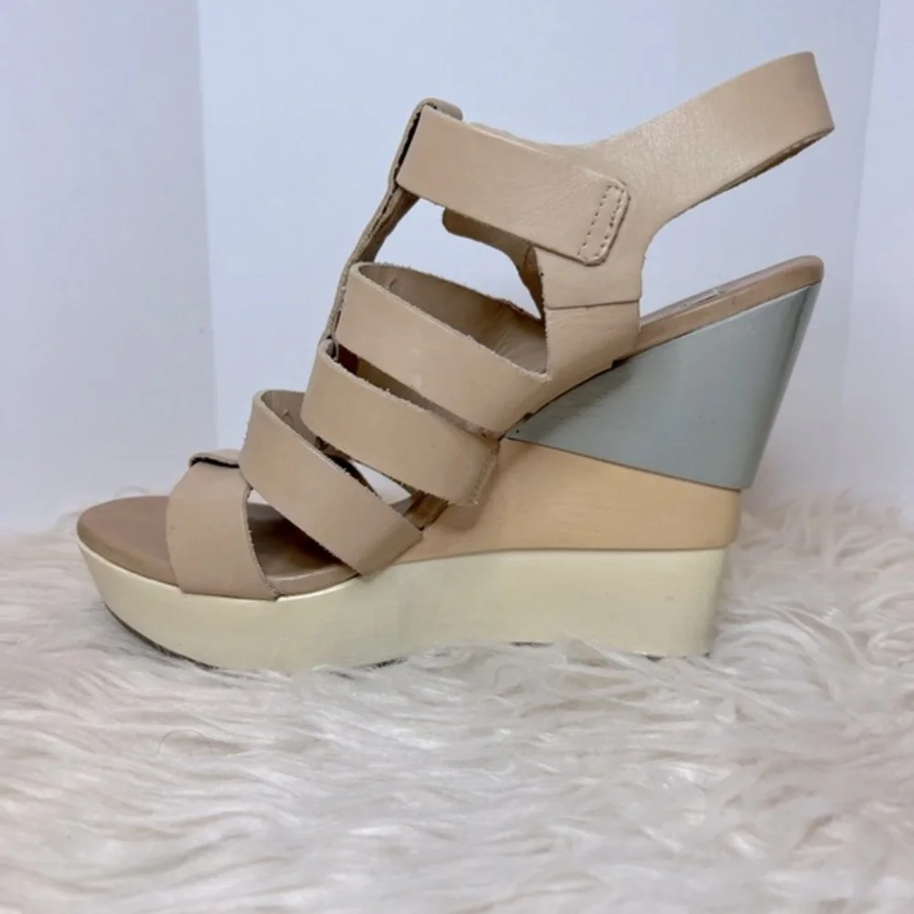 DIANE von FURSTENBERG Colorblock Platform Wedge‎ Sandals in Oceana Size 8.5